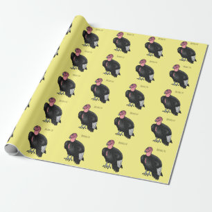 California condor bird cartoon illustration  wrapping paper
