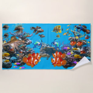 California Coral Reef Fish Beach Towel