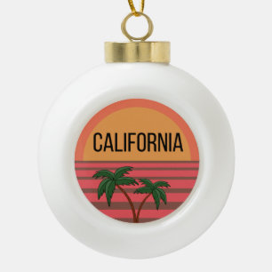 California Cute Design Gift Ideas Sunset Palms Ceramic Ball Christmas Ornament