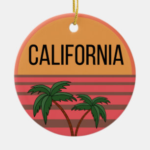 California Cute Design Gift Ideas Sunset Palms Ceramic Ornament
