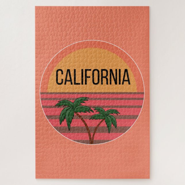 California Cute Design Gift Ideas Sunset Palms Jigsaw Puzzle (Vertical)