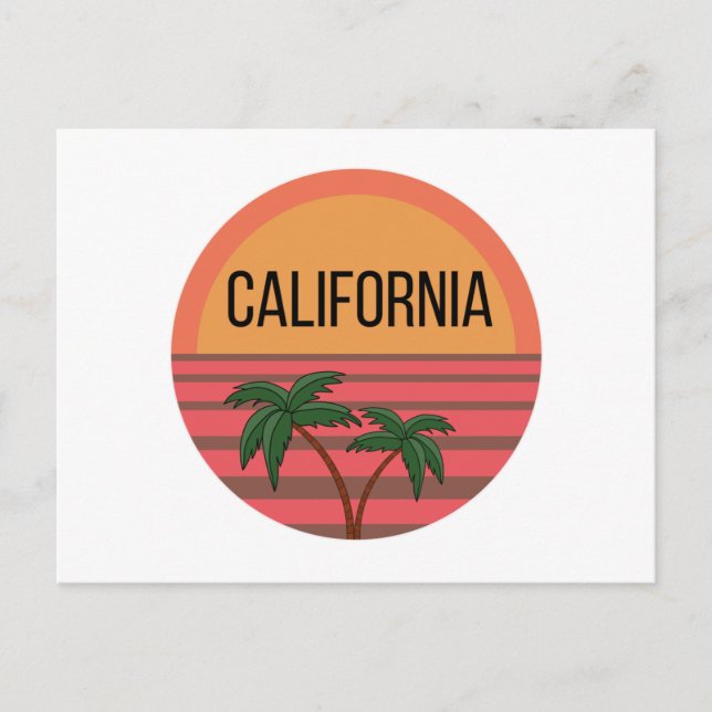 California Cute Design Gift Ideas Sunset Palms Postcard (Front)