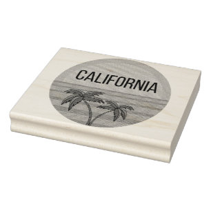 California Cute Design Gift Ideas Sunset Palms Rubber Stamp