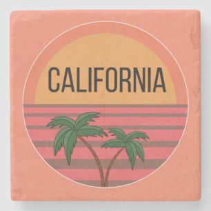 California Cute Design Gift Ideas Sunset Palms Stone Coaster