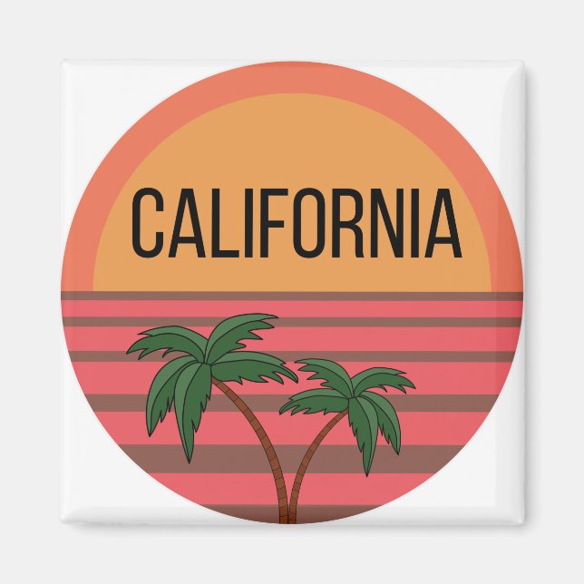 California Cute Design Ideas Pattern Sunset Palms Magnet (Front)