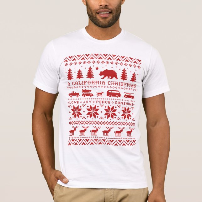 California Cute Ugly Christmas Sweater Design Tee (Front)
