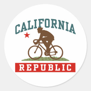 California Cycling Male Classic Round Sticker