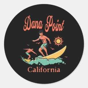California Dana Point Ca Surfer Surfing Beach Fish Classic Round Sticker