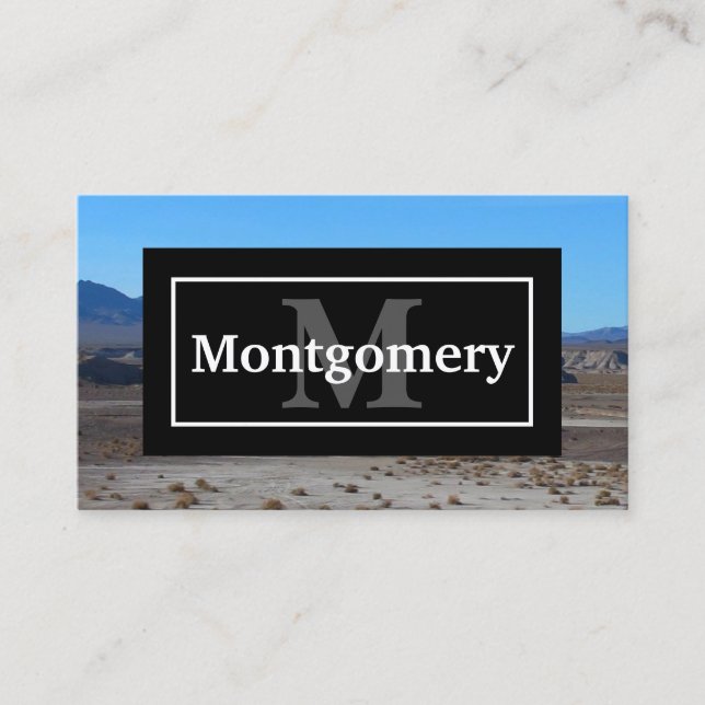 California Desert Landscape with Name and Monogram Business Card (Front)