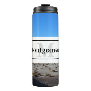 California Desert Landscape with Name and Monogram Thermal Tumbler