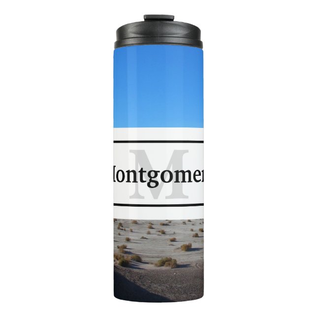 California Desert Landscape with Name and Monogram Thermal Tumbler (Front)