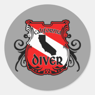 California Diver Classic Round Sticker