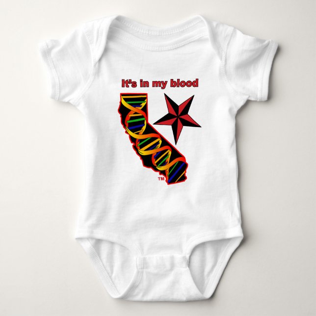 california dna blood.png baby bodysuit (Front)