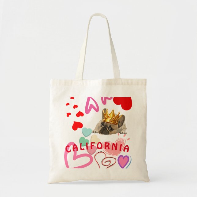 California Dog Lover Trendy Summer Fun Travel Tote (Front)