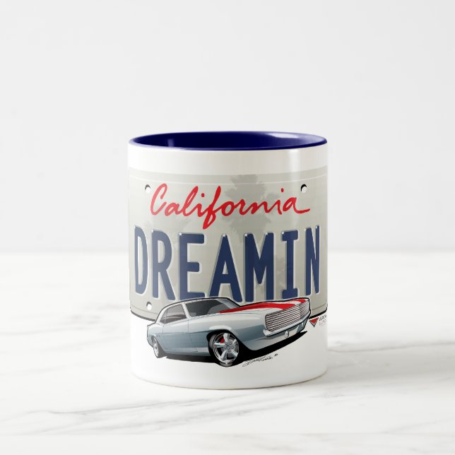 California dreamin-Camaro2 plate Two-Tone Coffee Mug (Center)