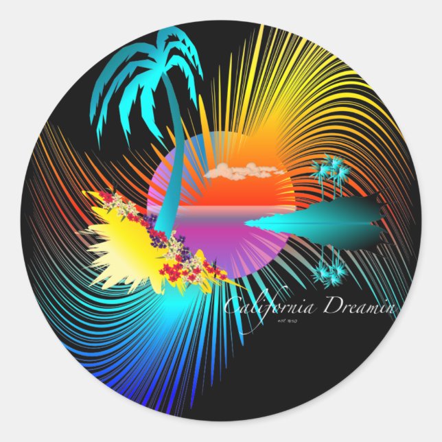 California Dreamin Classic Round Sticker (Front)
