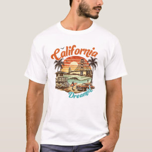 California Dreamin’ – Coastal Bridge, Beach T-Shirt