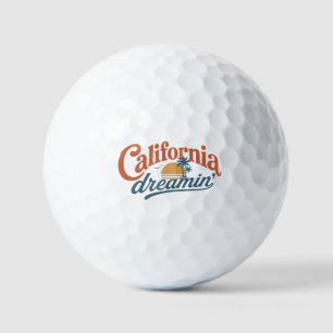 California Dreamin' Vintage Sunset Typography Golf Balls