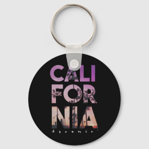 California Dreaming Beach Palm Tree Summer Vacatio Key Ring