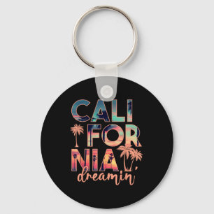 California Dreaming Beach Palm Tree Summer Vacatio Key Ring
