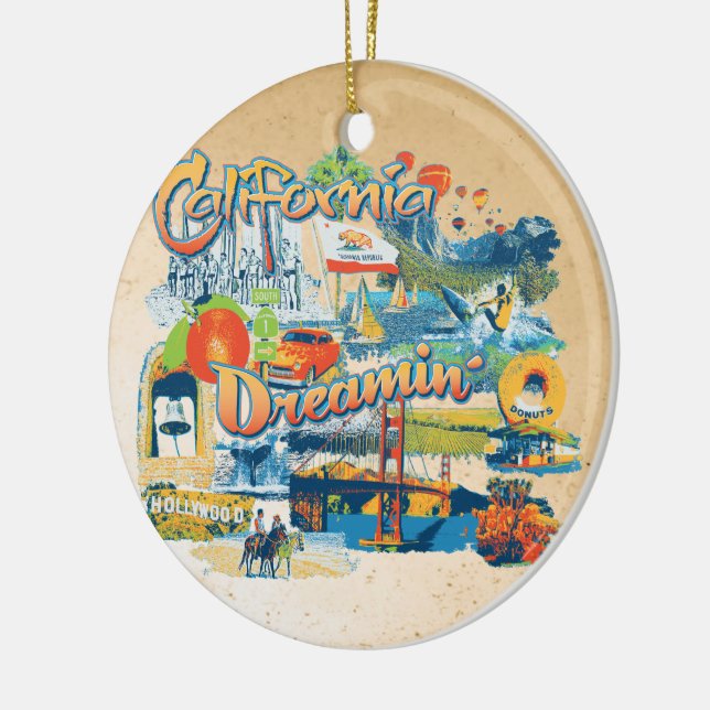 California Dreaming Ceramic Ornament (Left)