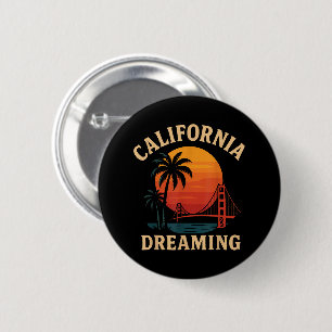 California Dreaming Golden Gate Bridge Sunset 6 Cm Round Badge