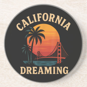 California Dreaming Golden Gate Bridge Sunset Coaster