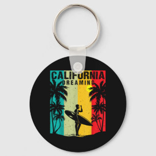 California Dreaming Men Women Surfing Beach Summer Key Ring