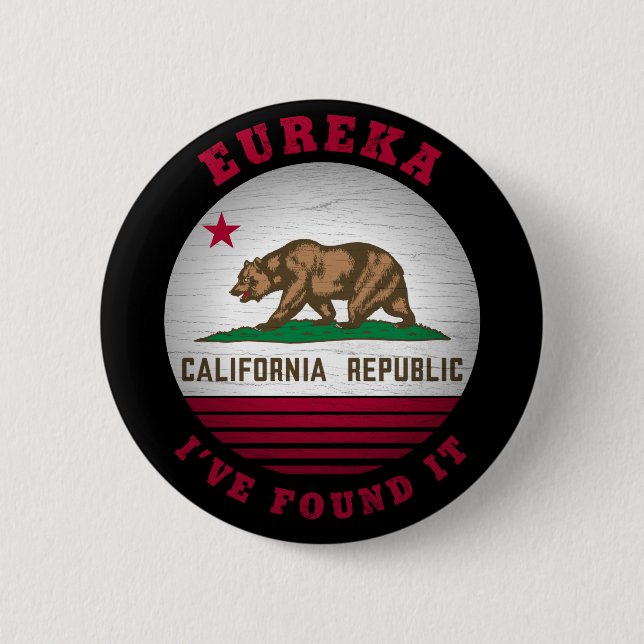 CALIFORNIA EUREKA STATE FLAG 6 CM ROUND BADGE (Front)