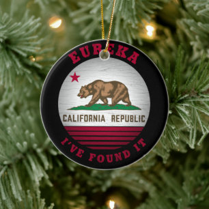 CALIFORNIA EUREKA STATE FLAG CERAMIC ORNAMENT