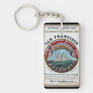 California Farwell Clipper sailing ship 1900 Key Ring