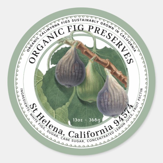 California Fig Preserves Vintage Fig Label (Front)