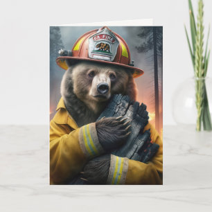 California Firefighter Bear for Thank You Card