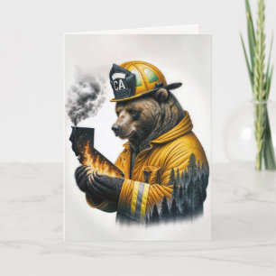 California Firefighter Bear for Thank You Card
