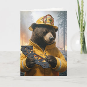 California Firefighter Bear Thank You Card