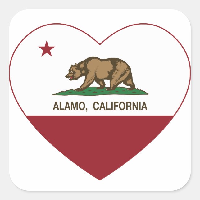 california flag alamo heart square sticker (Front)