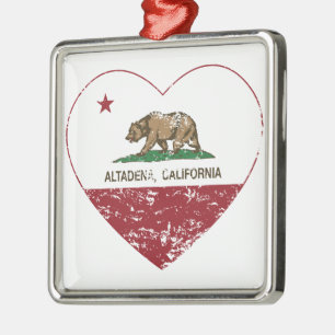 california flag altadena heart distressed metal ornament