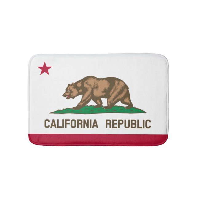 California flag bath mat | bear bathroom rug (Front)
