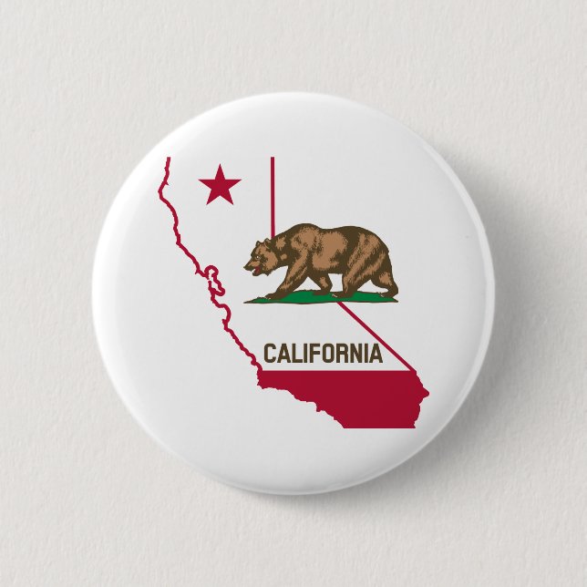 California Flag Bear 6 Cm Round Badge (Front)