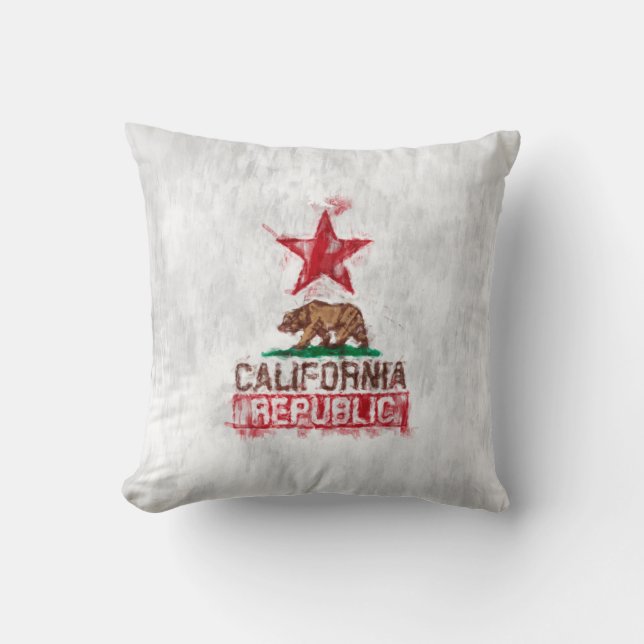California Flag Bear in Painterly Style Cushion (Front)