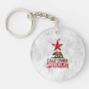 California Flag Bear in Painterly Style Key Ring