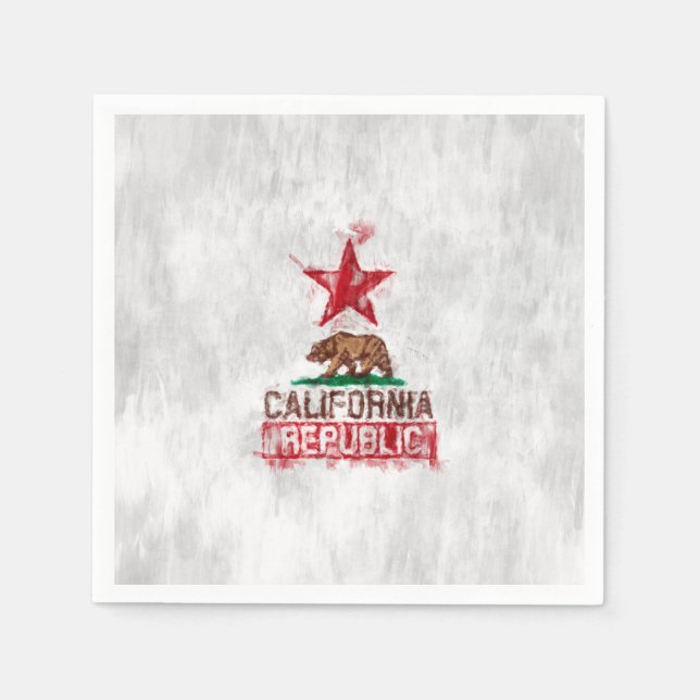 California Flag Bear in Painterly Style Napkin (Front)