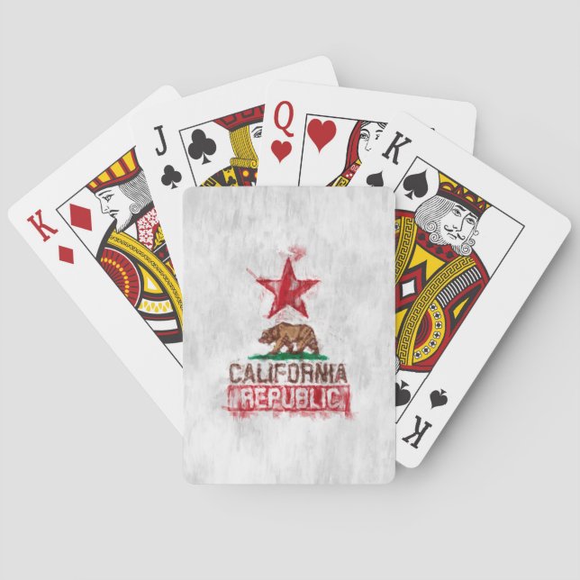 California Flag Bear in Painterly Style Playing Cards (Back)
