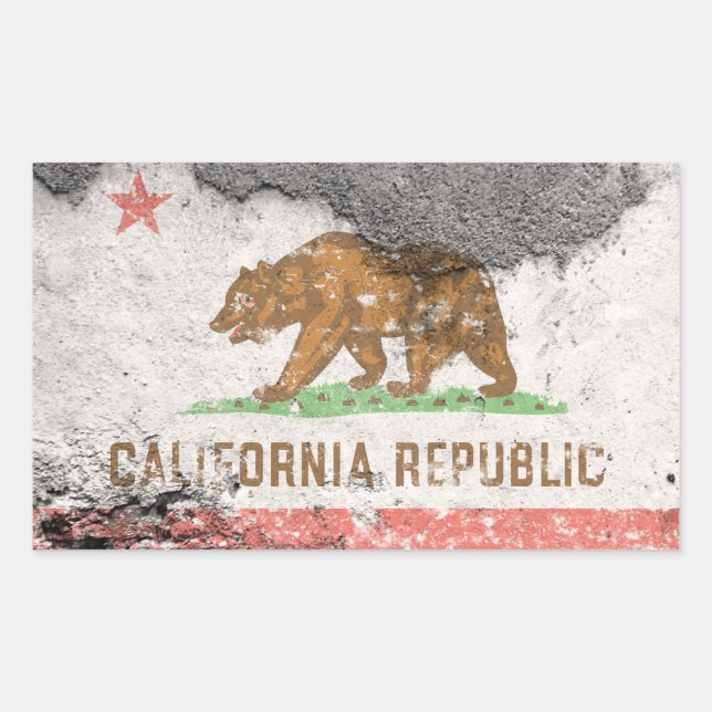 california flag brick wall rectangular sticker (Front)