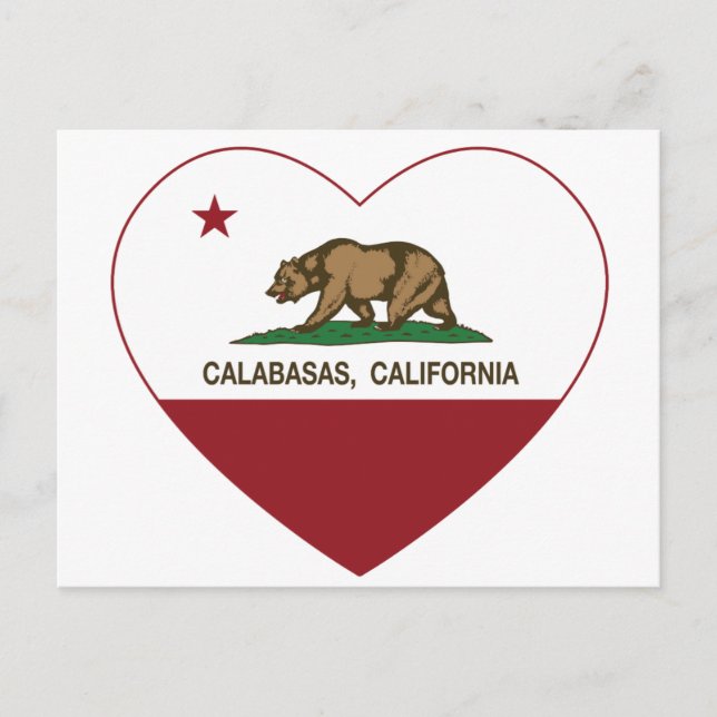 california flag calabasas heart postcard (Front)