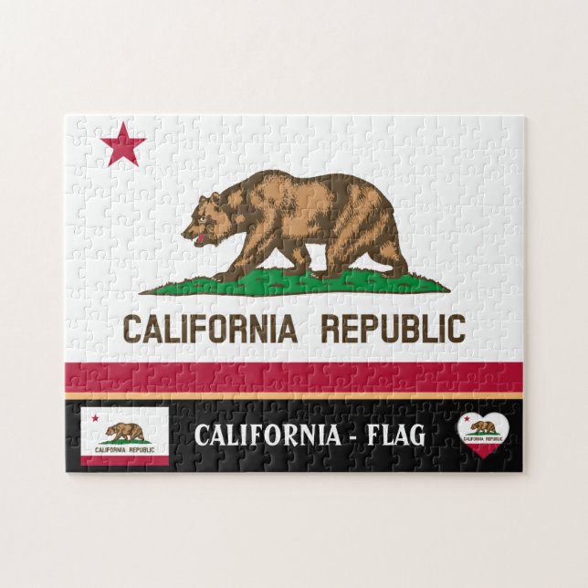 California Flag & California State USA /America Jigsaw Puzzle (Horizontal)
