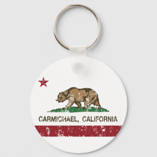 california flag carmichael distressed key ring