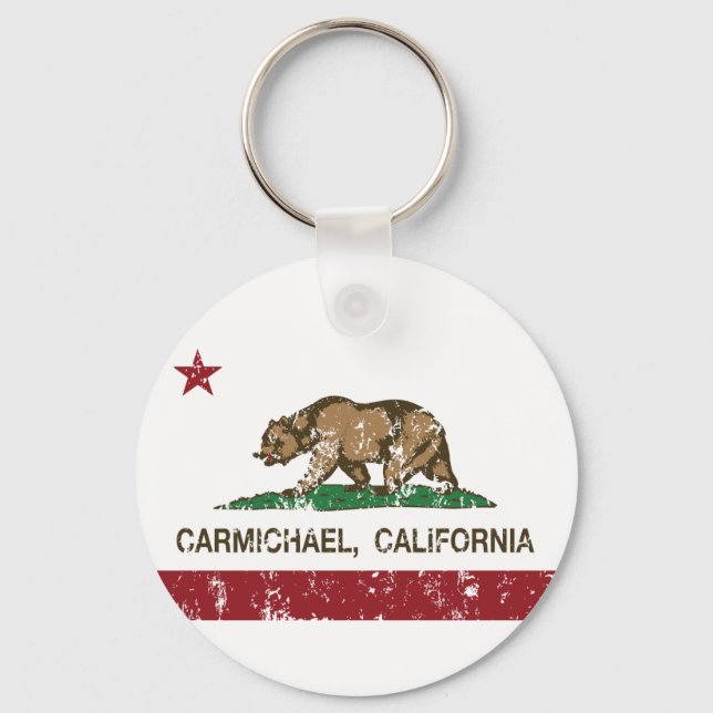 california flag carmichael distressed key ring (Front)