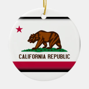 California Flag Ceramic Tree Decoration