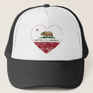 california flag east palo alto heart distressed trucker hat